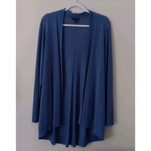 Eileen Fisher Open Front Cardigan Sweater Top LARGE Blue Purple Tencel Lyocell - Picture 11 of 11